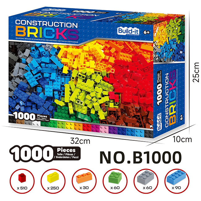 1000 Build Blocks 1000 Piece Building Blocks Set - Construction Toy for Toddlers and Chi ...